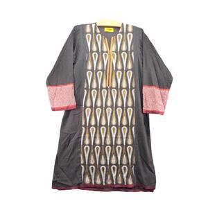 Pakistani Designer Sana Safinaz Size M Black 1/4 Zip Teardrop Embroidered